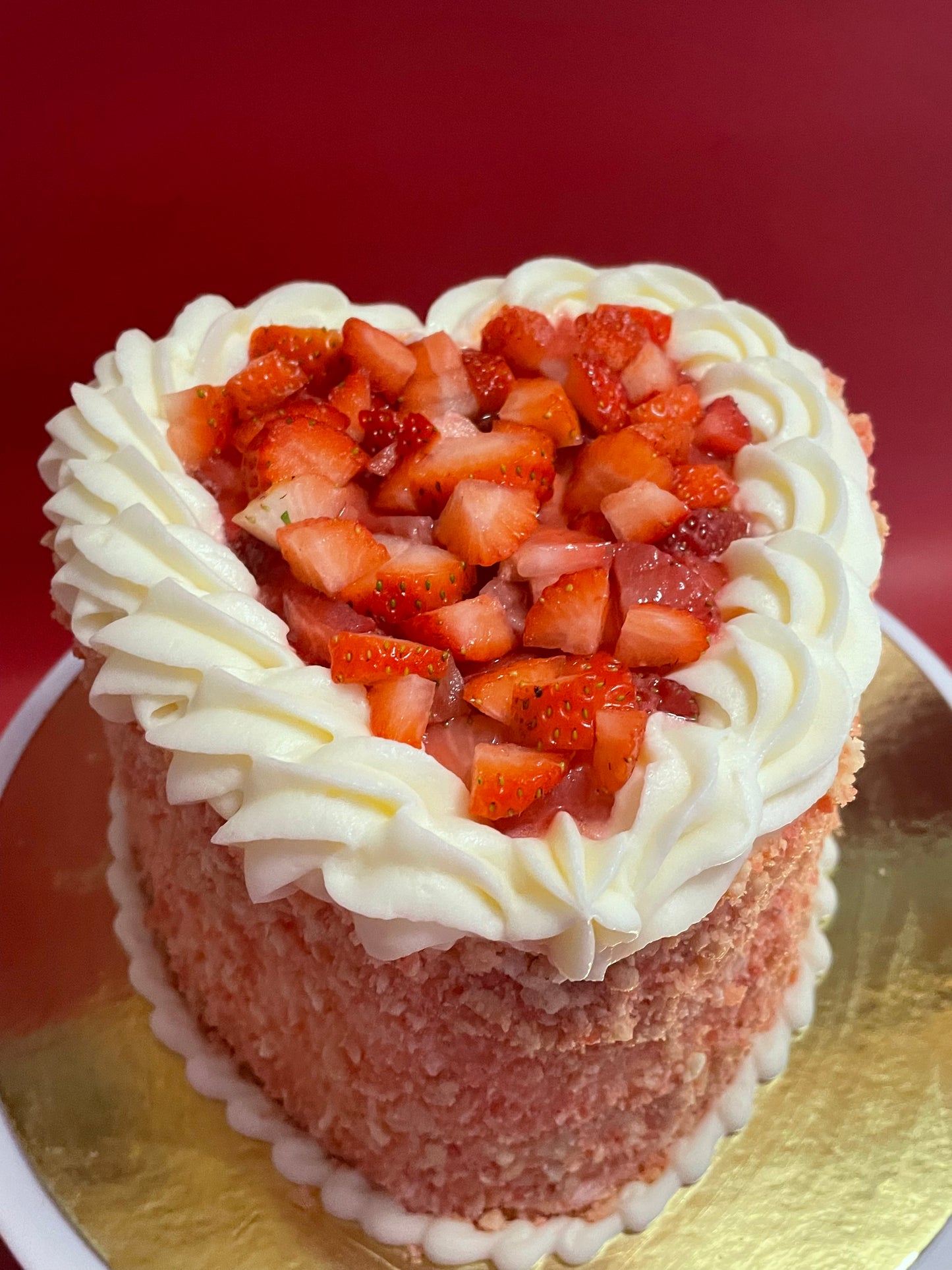 Heart Strawberry Crunch Cake